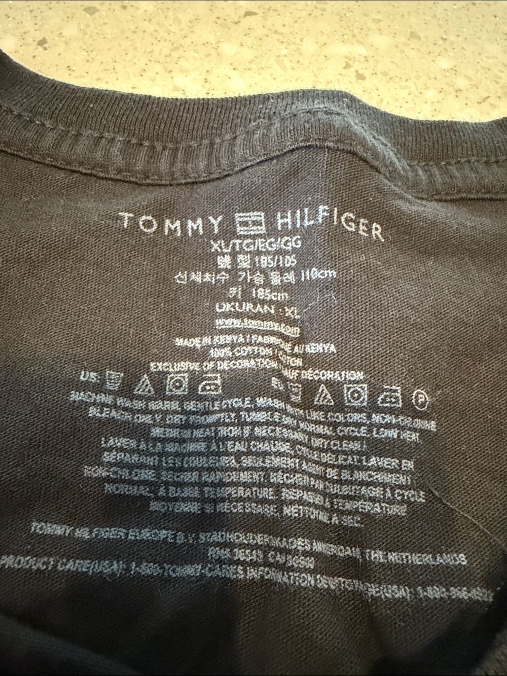 Tommy Hilfiger Black V-Neck Short Sleeve Tee with Flag Detail - Picture 2 of 3